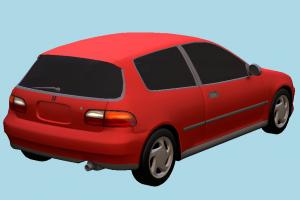 Honda Car honda, car, vehicle, carriage, transport, red